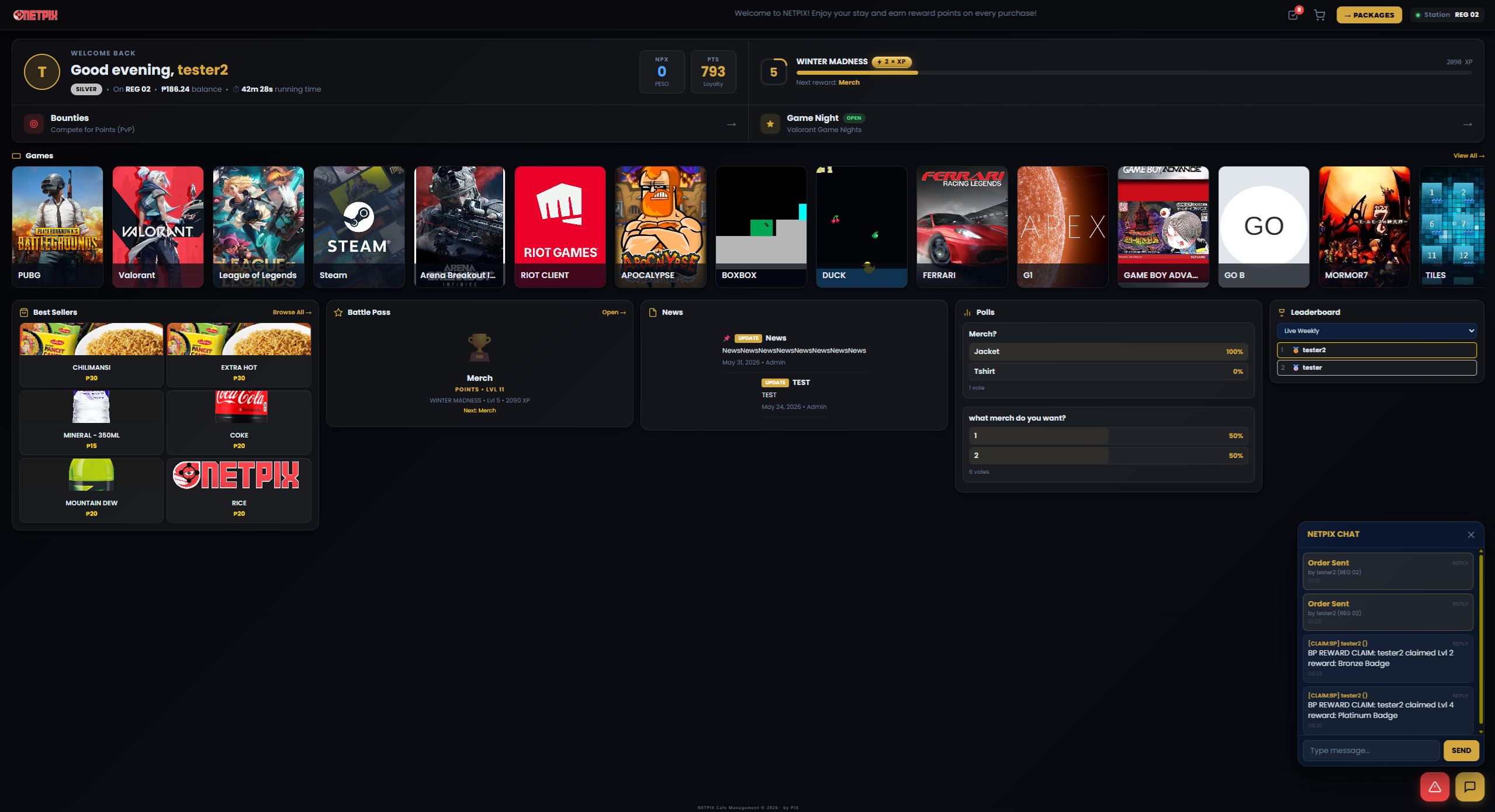 Client panel home page