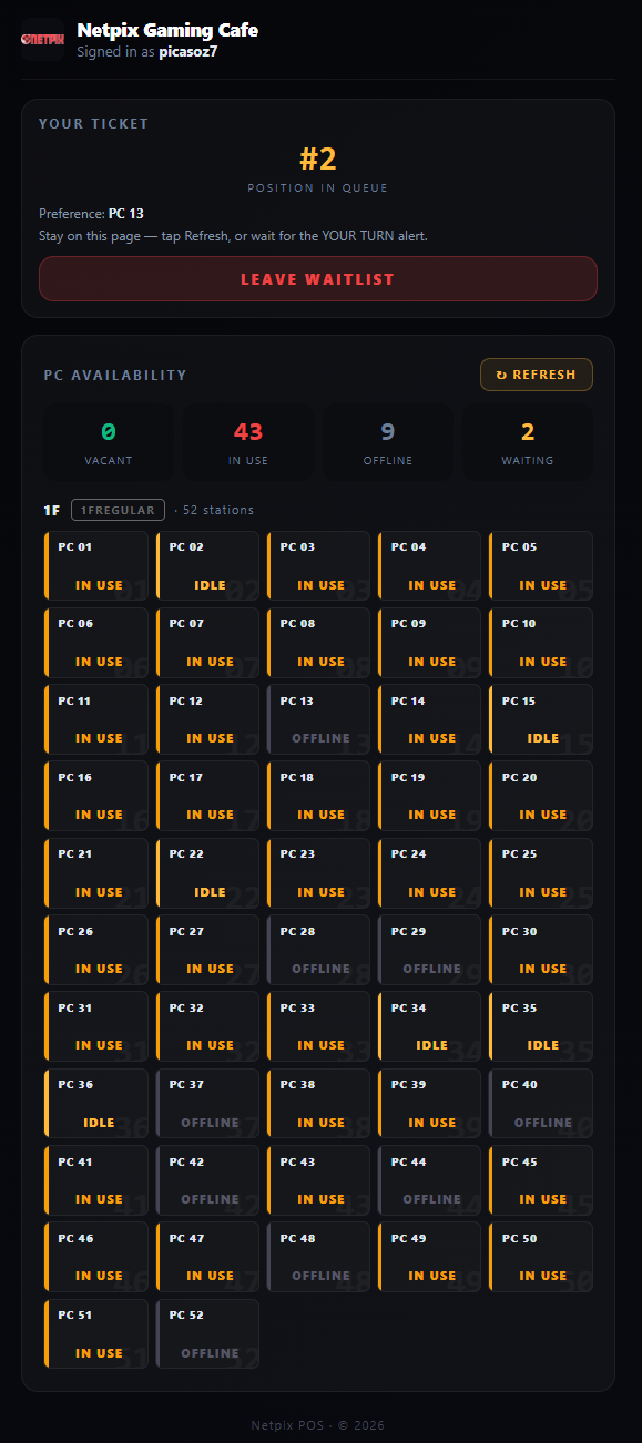In queue status