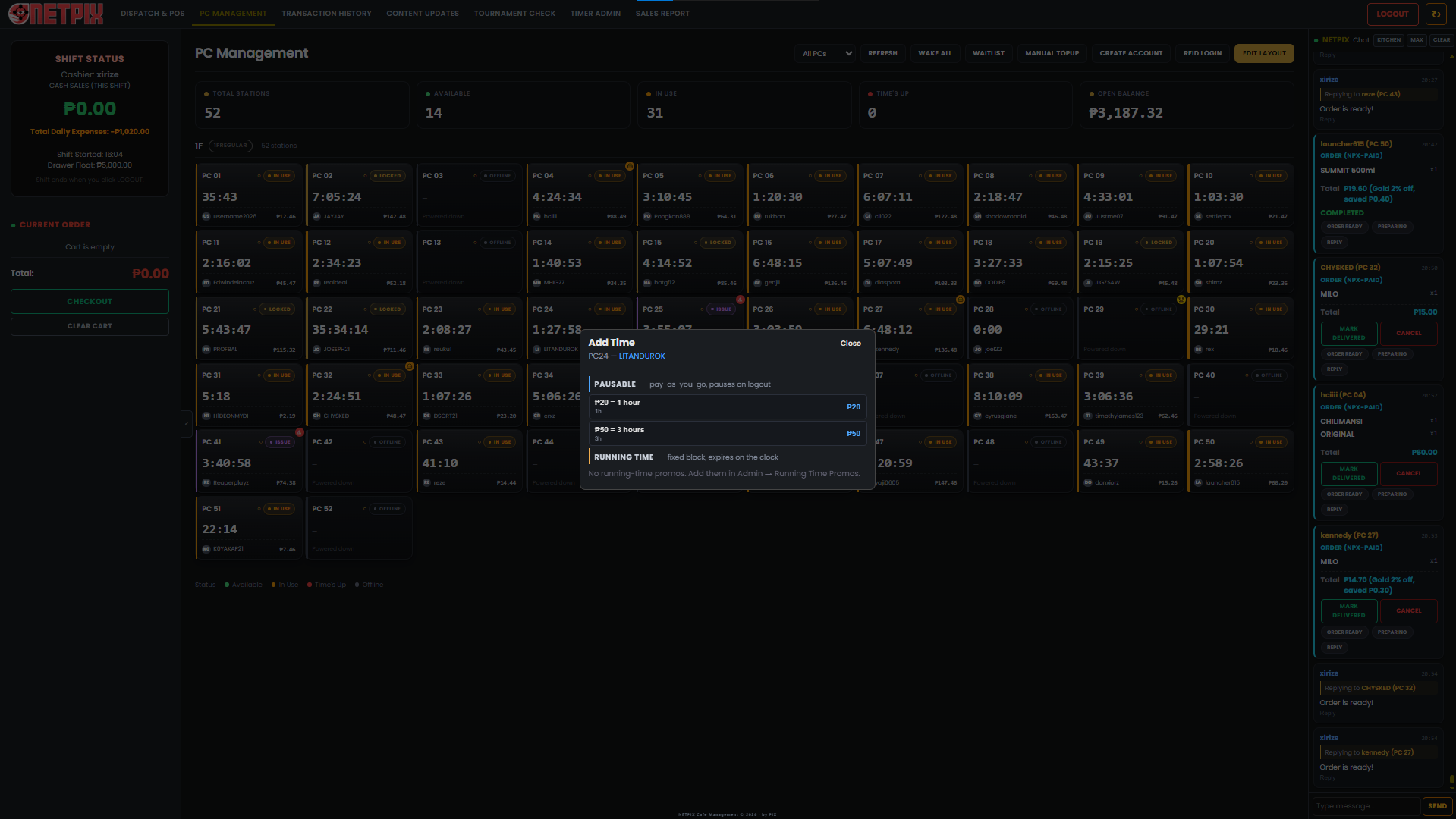 Manual topup and packages modal